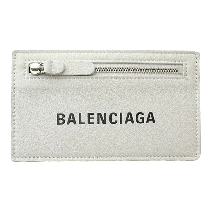 Balenciaga Cow Leather Coin Purse, Card Holder Women's White-0