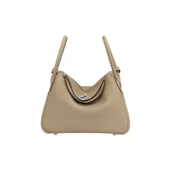 HERMES Lindy Taurillon Clemence Leather Handbag Shoulder Bag Women's Trench Coats In Beige