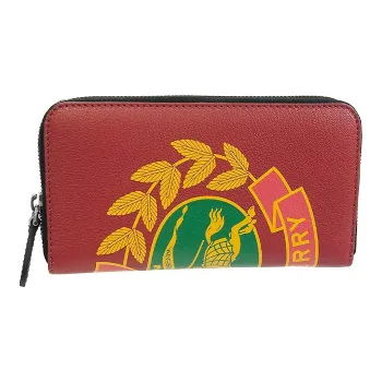 Burberry Sheepskin Wallet Unisex Red