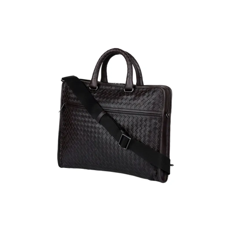 Bottega Veneta Sheepskin Briefcase Shoulder Bag Crossbody Bag Handbag Men's Brown-1