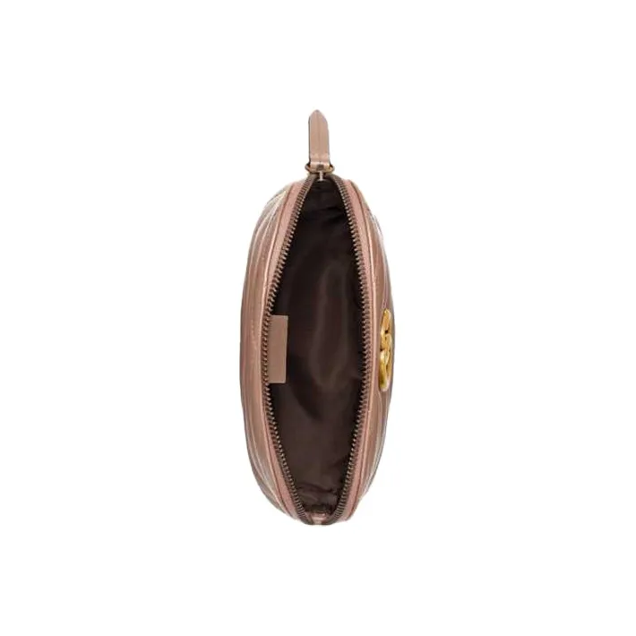 GUCCI GG Marmont Quilting Leather Makeup Bags Toiletry Bags Medium Size Women's Nude Pink-3