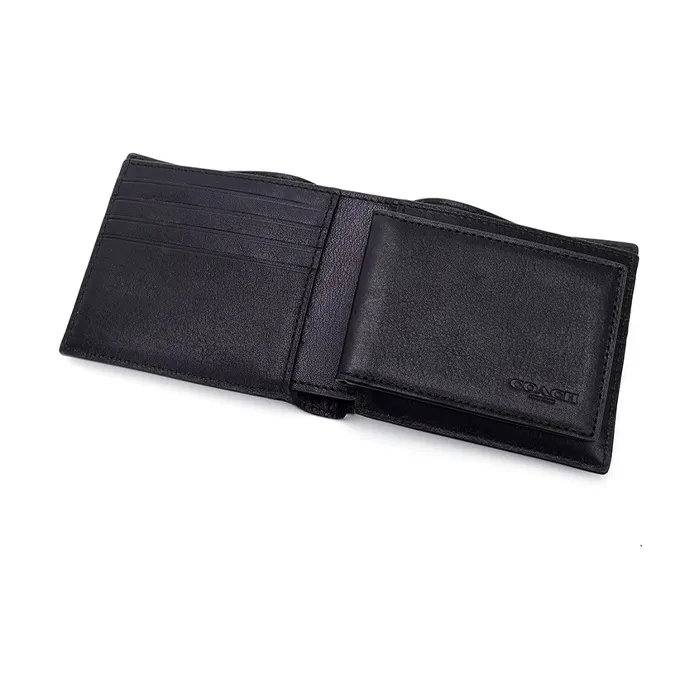 COACH 3 IN 1 Wallet Smooth Calf Leather Wallet Men's Navy Blue-4