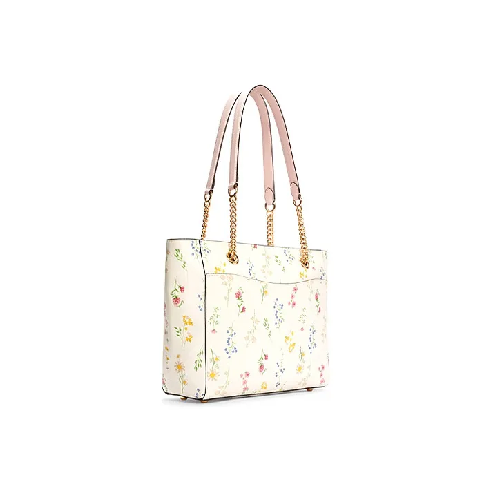COACH Marlie Leather Tote Bag Shopping Bag Handbag Chain Shoulder Bag Women's White-1