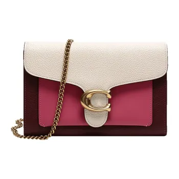 COACH Leather Shoulder Bag Handheld Shoulder Bag Women's Rose Red Burgundy