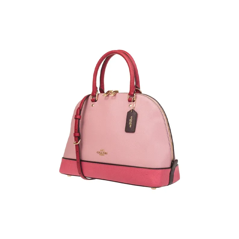 COACH Sierra Leather Dome Bag, Handbag, Shoulder Bag, Crossbody Bag Large Size Women's Pink Multicolor-1
