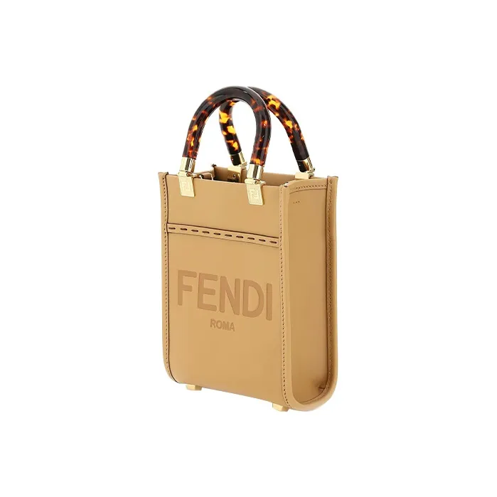 FENDI Sunshine Calfskin Tote Bag Shopping Bag Handbag Shoulder Bag Crossbody Bag Mini Women's Yellow-1