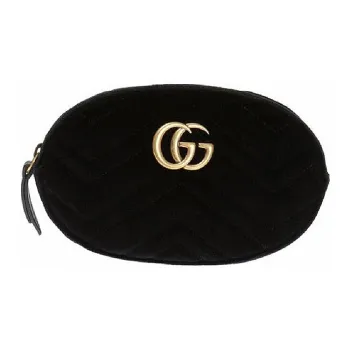 GUCCI Marmont Quilted Velvet Sling Bag, Fanny Pack Women's Black