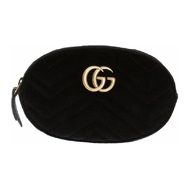 GUCCI Marmont Quilted Velvet Sling Bag, Fanny Pack Women's Black-0