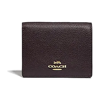 COACH Snap Wallet Cross-Stitch Leather Purse Card Bag Wallet Small Size Women's Ox Blood Red