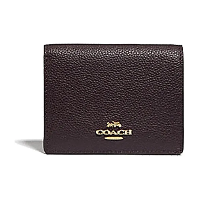 COACH Snap Wallet Cross-Stitch Leather Purse Card Bag Wallet Small Size Women's Ox Blood Red-0