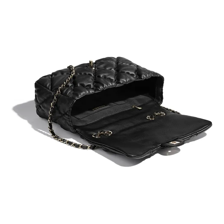 CHANEL Classic Flap CF Calfskin Black Gold Flap Bag, Chain Bag, Crossbody Bag, Shoulder Bag Women's Black-2