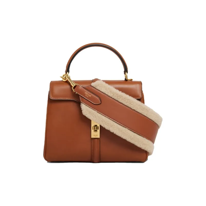 CELINE Shearling And Cow Leather Bag Strap Women's Natural Beige & Tan-3