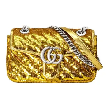 GUCCI Silk Blend With Viscose Crossbody Bag Shoulder Bag Women's Gold