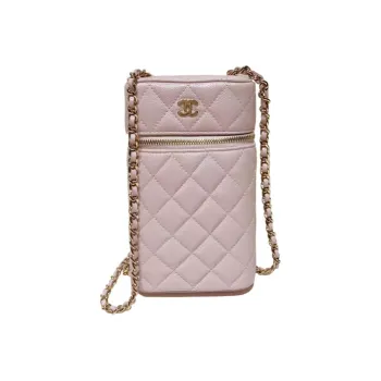 CHANEL Leather Shoulder Bag, Crossbody Bag, Cell Phone Pouch Women's Pink
