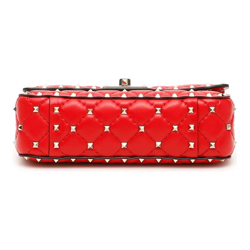 Valentino Cow Leather Shoulder Bag, Crossbody Bag, Handbag Trumpets Women's Red-3