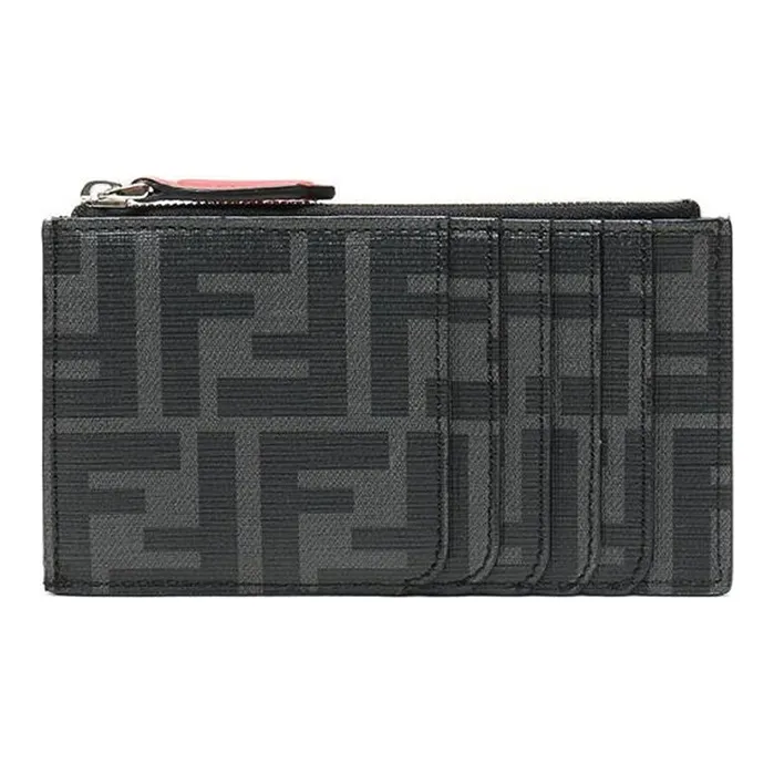 FENDI Polyester Card Holder Coin Purse Men's Black-2
