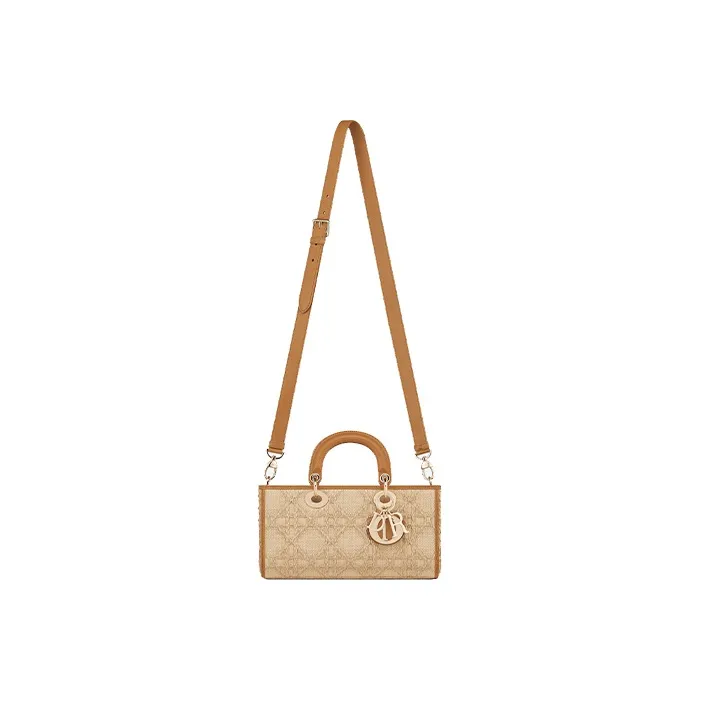 DIOR Lady D-JOY Raffia Grass & Leather Daisie Bag Handbag Shoulder Bag Crossbody Bag Women's Gold/Tawny-4