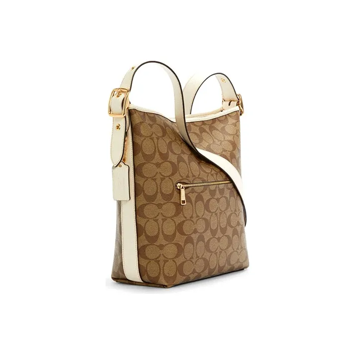 COACH X Snoopy Collaboration Canvas With Leather Crossbody Bag, Shoulder Bag Women's Khaki-1