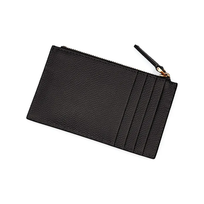 Valentino Vlogo Grain Calfskin Card Holder, Coin Purse, Card Holder Women's Black-1