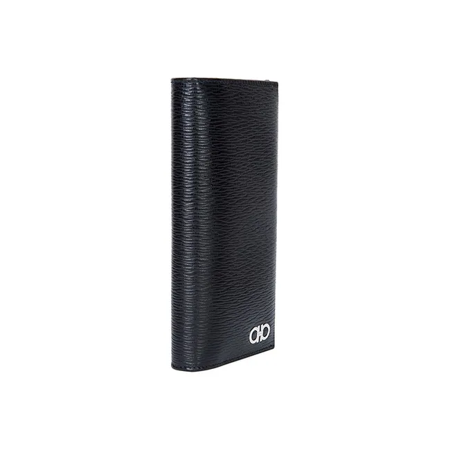 FERRAGAMO GANCINI Leather Wallet Regular Men's Dark Blue-2