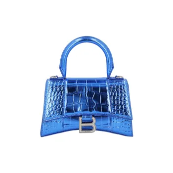 Balenciaga Hourglass Calfskin Handbag Shoulder Bag Crossbody Bag Women's Blue