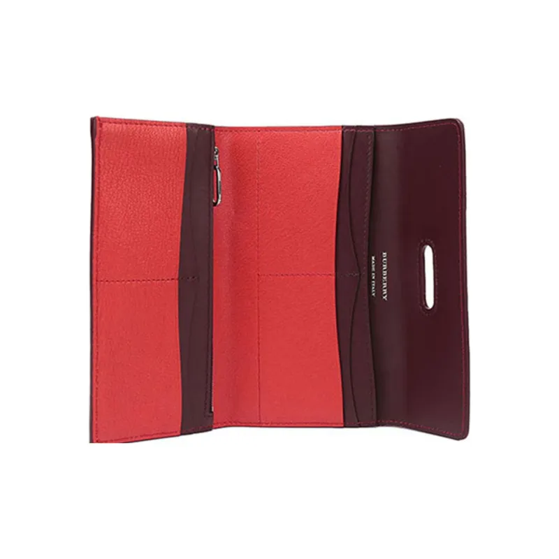 Burberry Leather Wallet Women's Bright Red-4