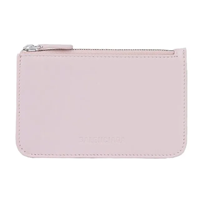 Balenciaga ESSENTIAL Sheepskin Card Clip Zero Wallet Regular Women's Light Pink-1