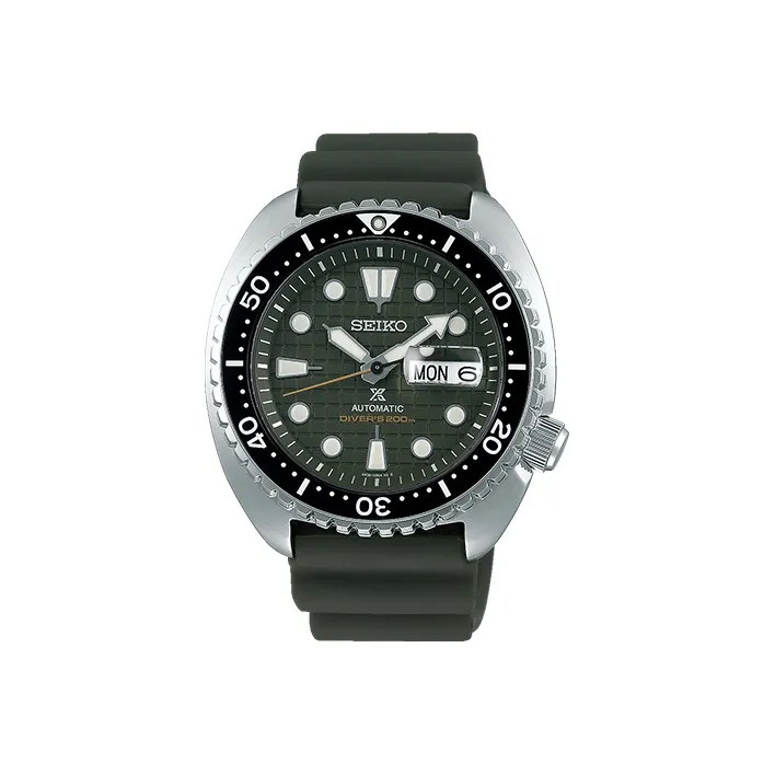SEIKO Prospe Collection Mechanical Movement Silicone Strap Watch Men's Watches Green Dial-0