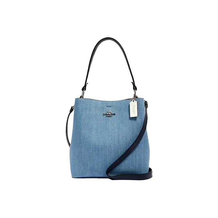 COACH Town Leather Bucket Bag Portable Crossbody Bag Shoulder Bag Women's Denim Blue-0