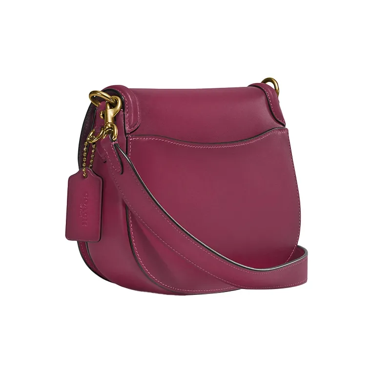 COACH Beat Leather Saddle Bag Shoulder Bag Crossbody Bag Small Size Women's Black Cherry Red-2