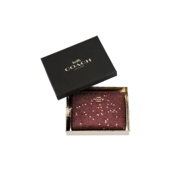 COACH Boxed Leather Wallet With Money Clip Gift Box And Clutch Included Women's Red