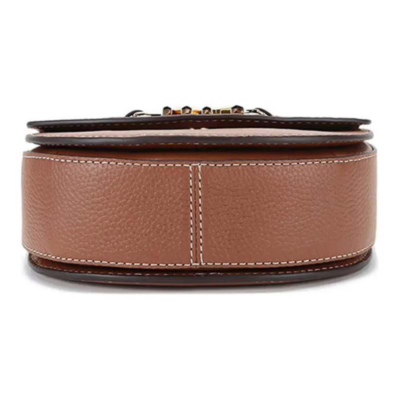 MICHAEL KORS Cow Leather Saddle Bag Crossbody Shoulder Bag Mini Women's Caramel Brown-4