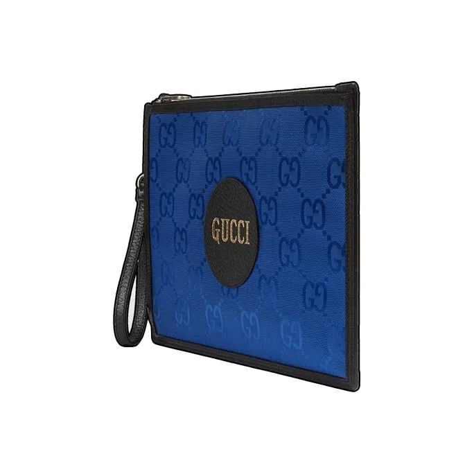 GUCCI Off The Grid Recycled Nylon With Leather Clutch Regular Unisex Blue/Black-1