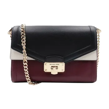 MICHAEL KORS Kinsley Leather Shoulder Bag Crossbody Bag Medium Size Women's Burgundy White/Black Multicolor