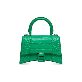 Balenciaga Hourglass Cow Leather Hourglass Bag Crossbody Bags Small Size Women's Green