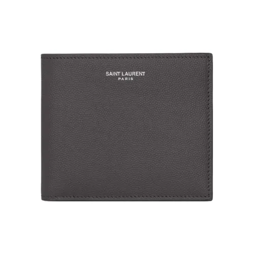 SAINT LAURENT Leather With Coin Pocket, Cropped Double Fold from Men's Gray