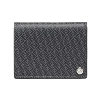 FENDI Cow Leather Wallet Men's Black
