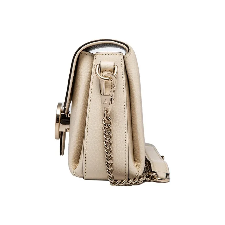 GUCCI Litchi Grain Cow Leather Messenger Bag, Trunk Bag, Shoulder Bag, Crossbody Bag Mini Women's White-2