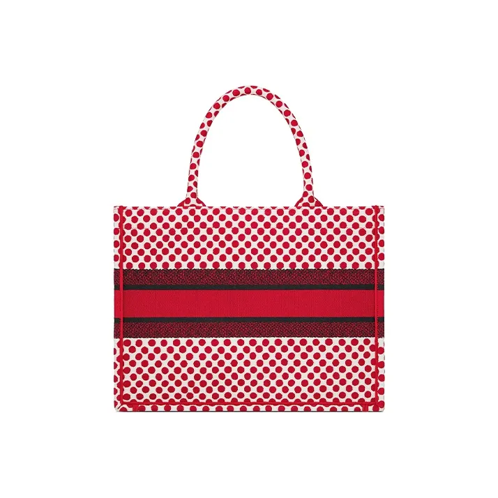 DIOR BookTote Embroidery Totes Handbags Small Size Women's Red-1