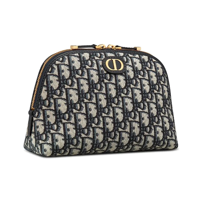 DIOR 30 Montaigne Fabric Clutch, Toiletry Bag, Storage Bag, Makeup Bag Women's Denim Blue-1