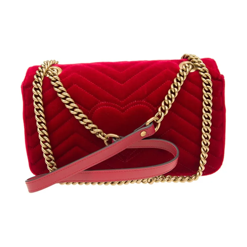 GUCCI Marmont Velour Crossbody Bag, Shoulder Bag Women's Red-3