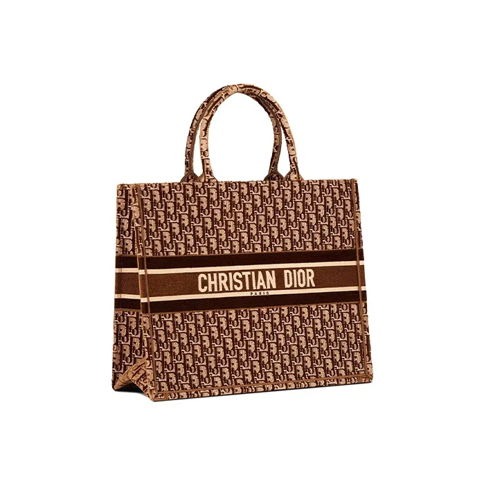 DIOR BookTote Velvet Totes Handbags Large Size Women's Brown-2