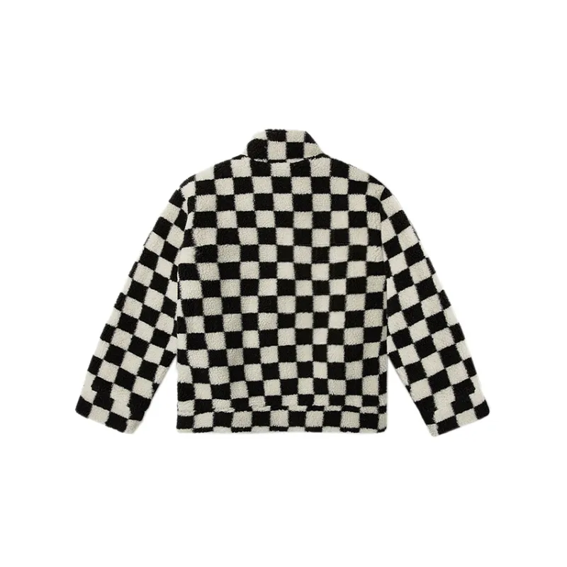 Vans Velvet Jackets Unisex Black White Checkerboard Color-1