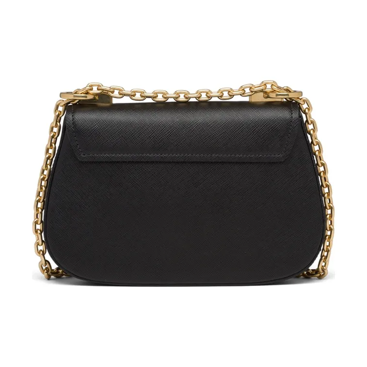 PRADA Saffiano Leather Shoulder Bag Women's Black-2
