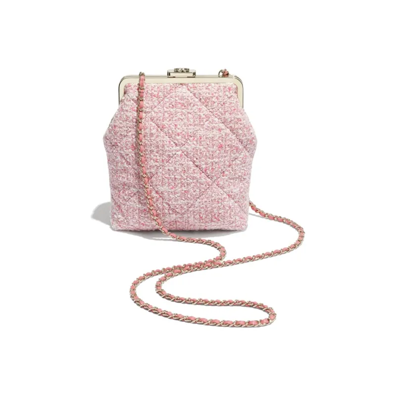 CHANEL Tweed And Gold Metal Shoulder Bag Women's Light Pink-1