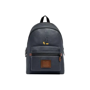COACH Disney Collaboration Academy Smooth Leather Backpack Large Size Unisex Denim Blue