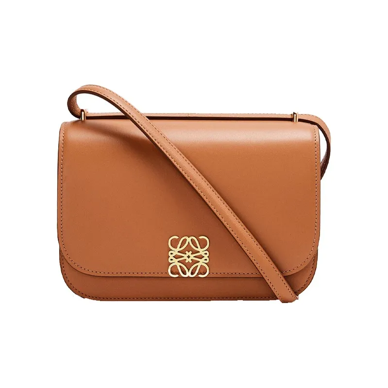 LOEWE Goya Silk Calfskin Portable One Shoulder Crossbody Clutches Small Size Women's Brown-0