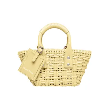 Balenciaga BISTRO Cotton Basket Bag Crossbody Bag Shoulder Bag Women's Light Yellow