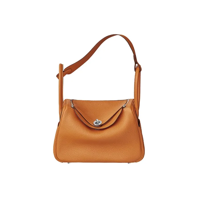 HERMES Lindy Cow Leather Handbag Women's Apricot Yellow-1