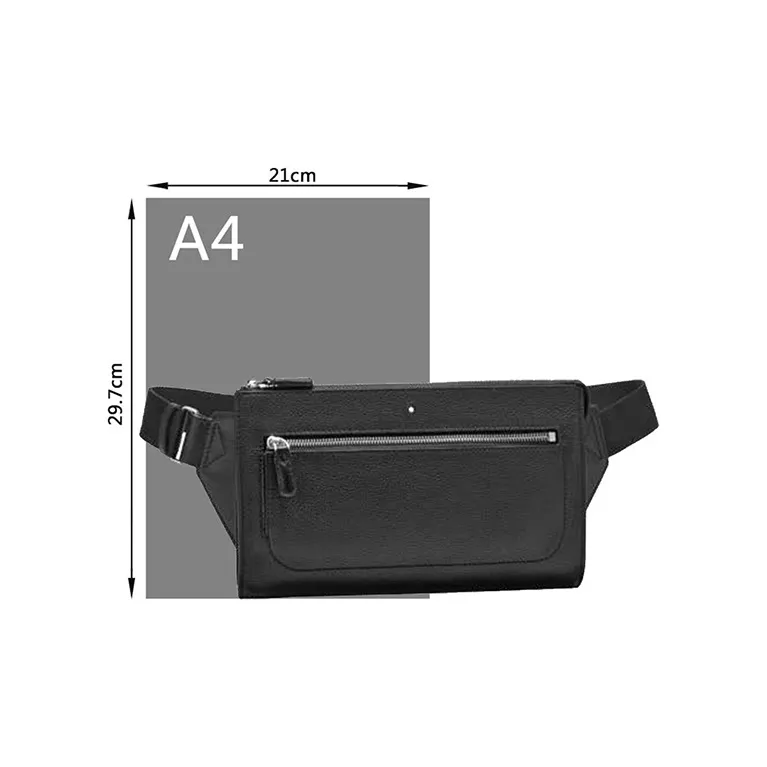 MONTBLANC Leather Crossbody Bag, Fanny Pack Men's Black-5